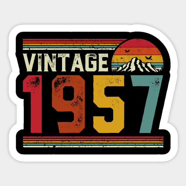 Vintage 1957 Birthday Gift Retro Style Sticker by Foatui